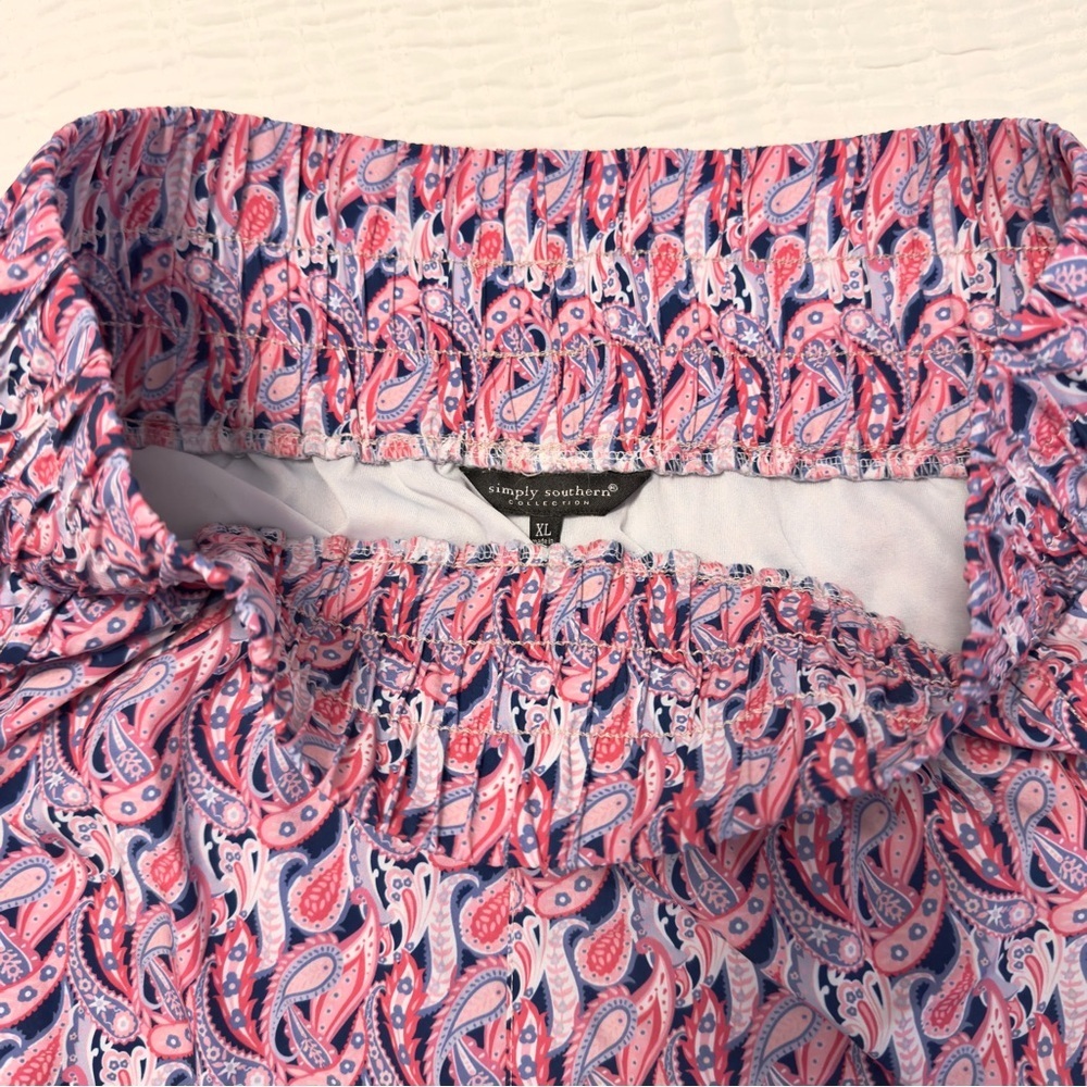 Simply Southern Paisley Print Athletic Shorts in Pink and Blue size XL - Picture 2 of 3